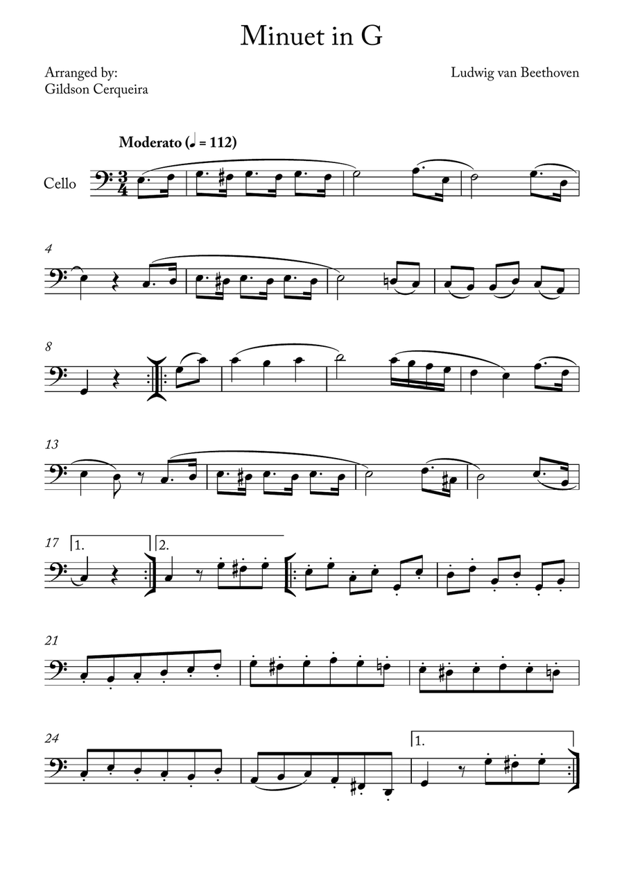 Minuet in G Minuet in G Chamber Music scores gallery preview page 1