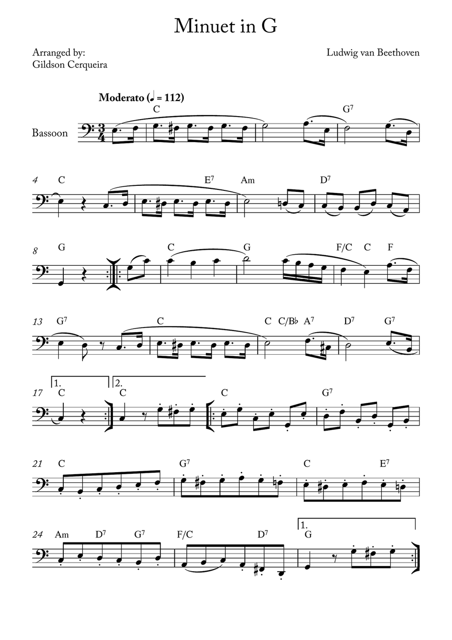 Minuet in G Minuet in G Chamber Music scores gallery preview page 1