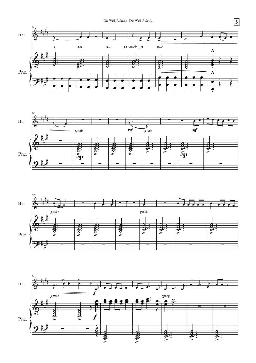 Die With A Smile Piano scores gallery preview page 3