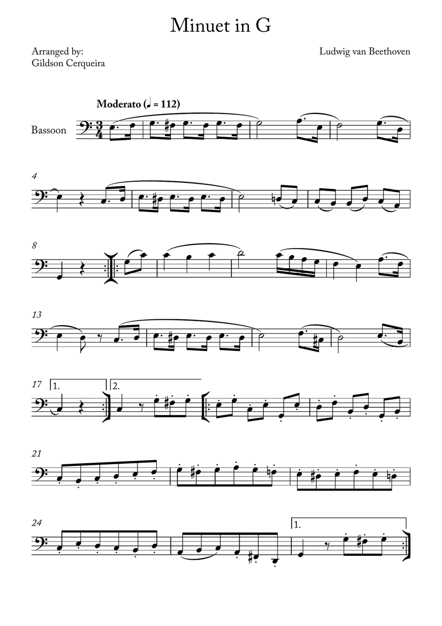 Minuet in G Minuet in G Chamber Music scores gallery preview page 1