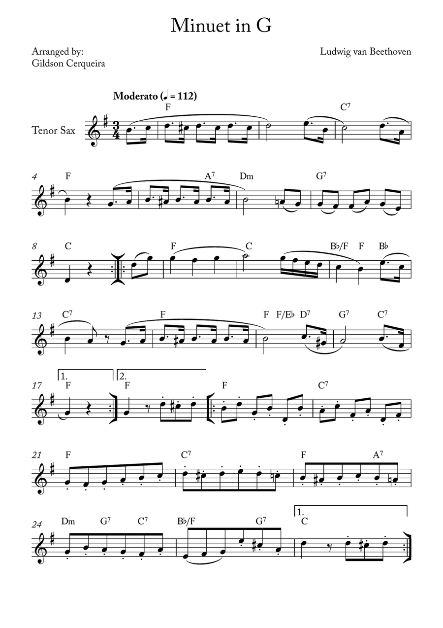 Minuet in G Minuet in G Chamber Music scores gallery preview page 1