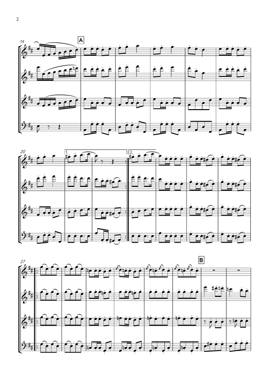 Franz Schubert - Marche Militaire No.1 in D Major for Recorder Quartet Soprano Recorder scores gallery preview page 3