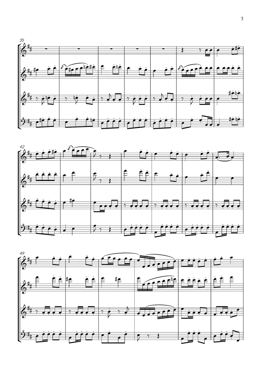 Franz Schubert - Marche Militaire No.1 in D Major for Recorder Quartet Soprano Recorder scores gallery preview page 4