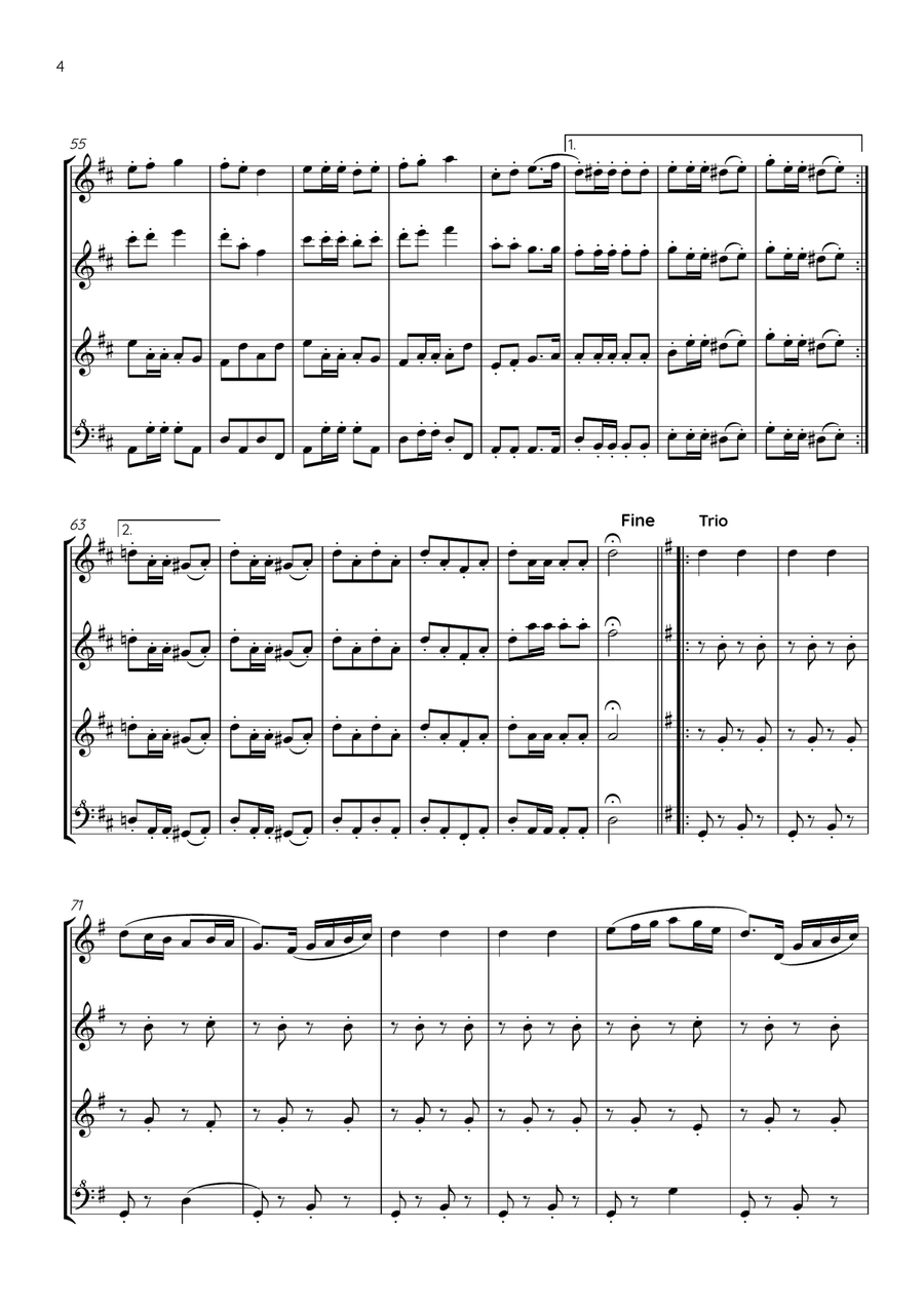 Franz Schubert - Marche Militaire No.1 in D Major for Recorder Quartet Soprano Recorder scores gallery preview page 5