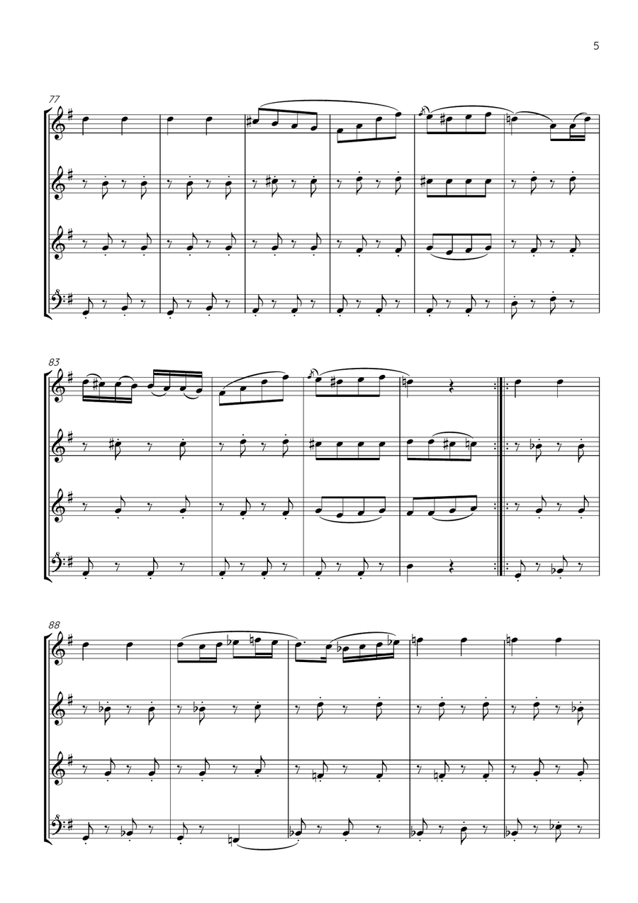 Franz Schubert - Marche Militaire No.1 in D Major for Recorder Quartet Soprano Recorder scores gallery preview page 6