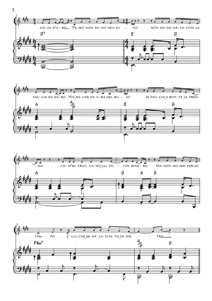 Volevo essere un duro Volevo essere un duro Piano, Vocal scores gallery preview page 2