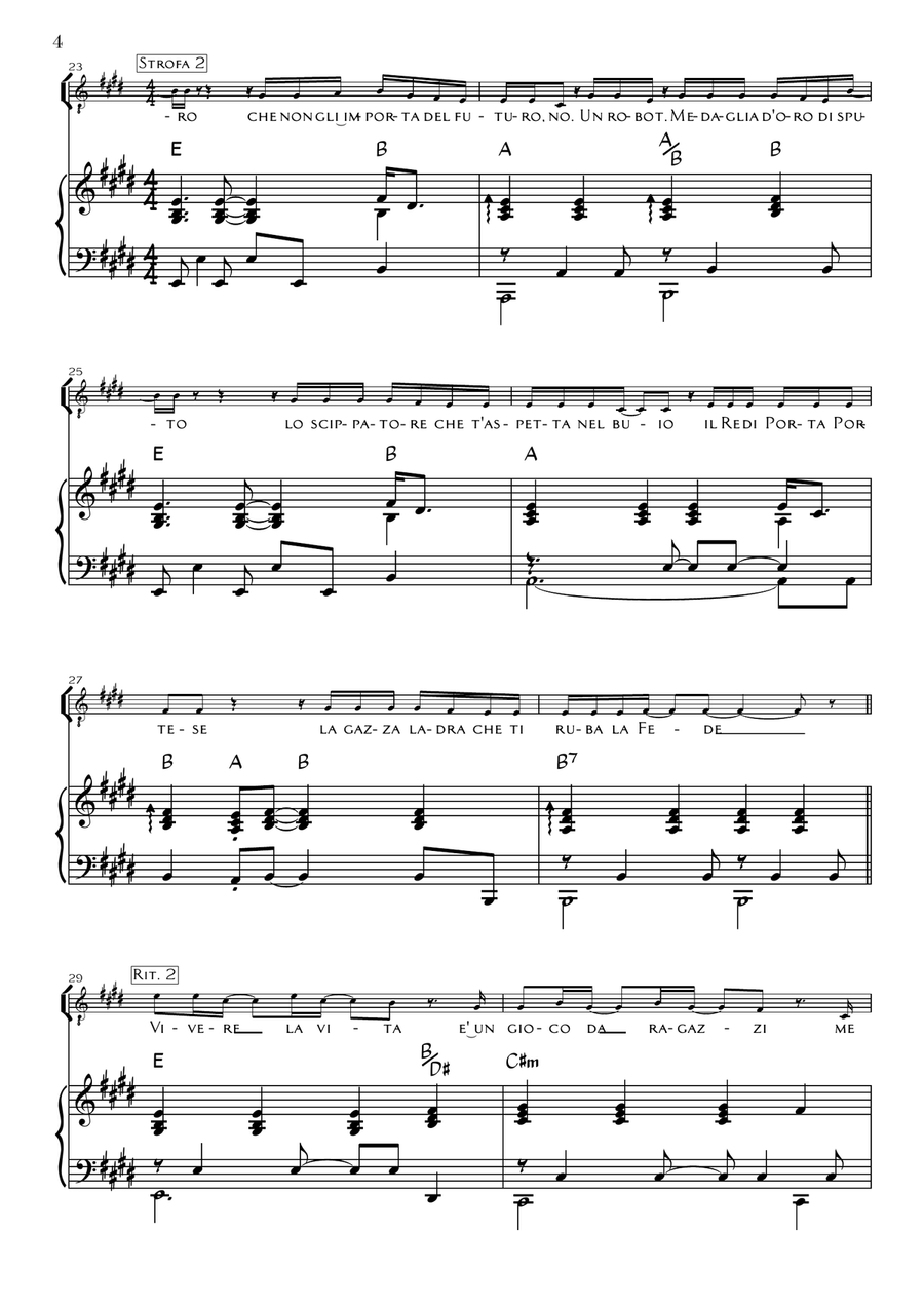 Volevo essere un duro Volevo essere un duro Piano, Vocal scores gallery preview page 4