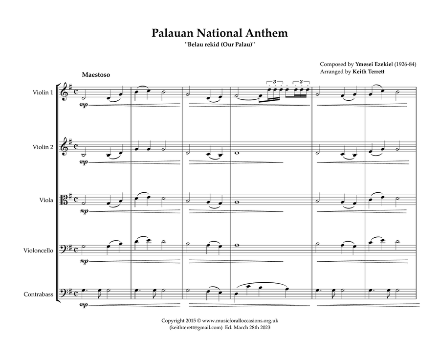 Palauan National Anthem for String Orchestra String Orchestra scores gallery preview page 2