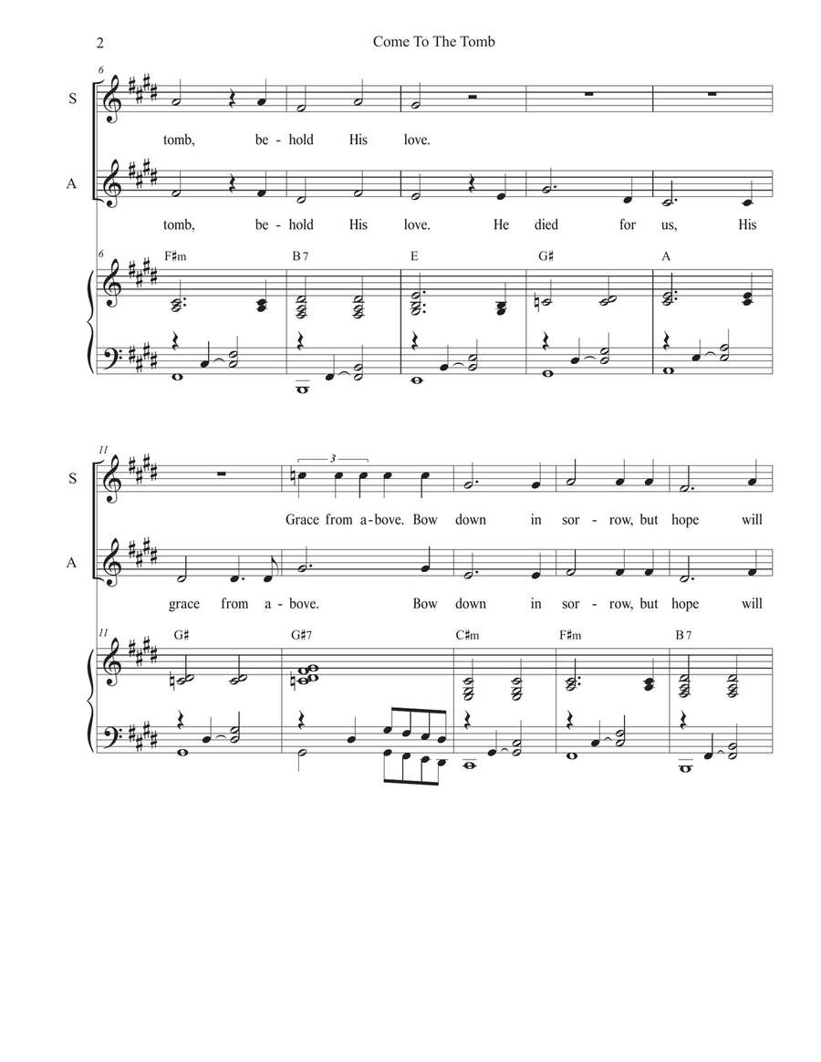 Come To The Tomb (2-part choir - (SA) SA scores gallery preview page 2