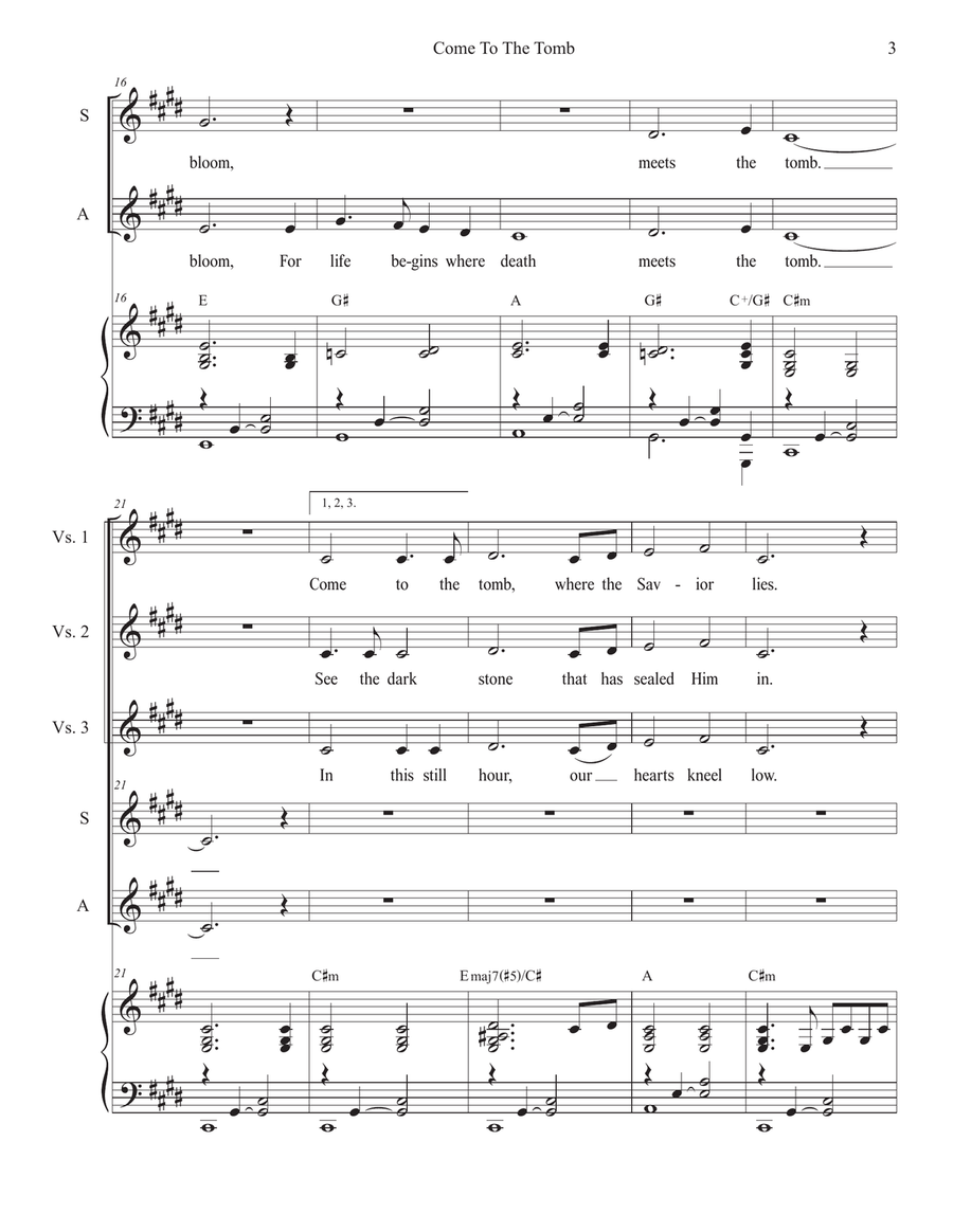 Come To The Tomb (2-part choir - (SA) SA scores gallery preview page 3