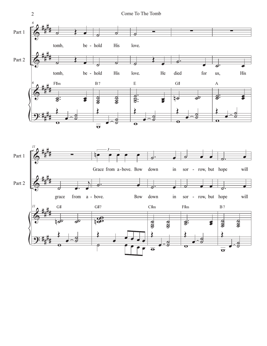 Come To The Tomb (2-part choir) 2-Part scores gallery preview page 2