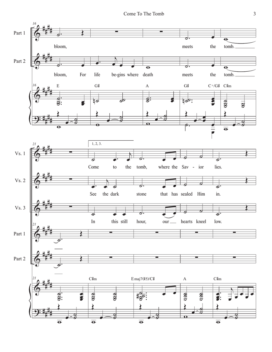 Come To The Tomb (2-part choir) 2-Part scores gallery preview page 3