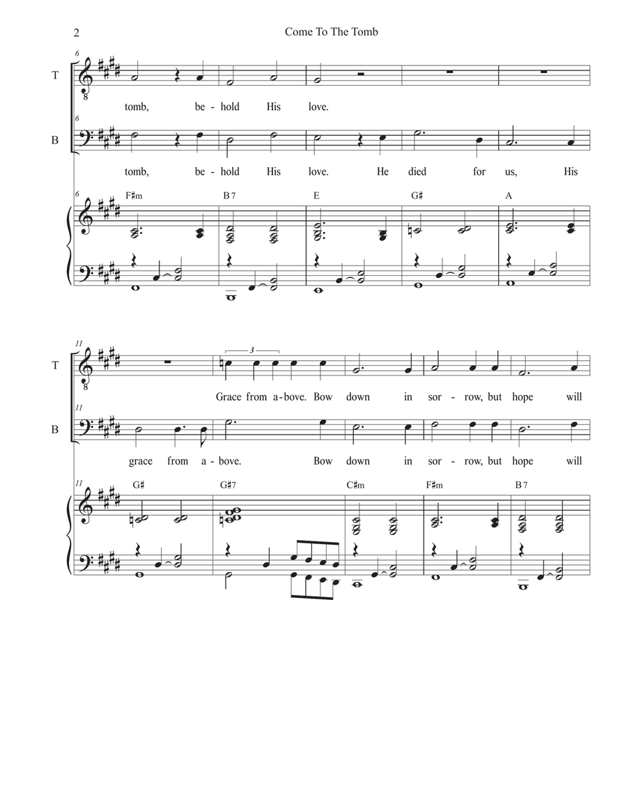 Come To The Tomb (2-part choir - (TB) TB scores gallery preview page 2