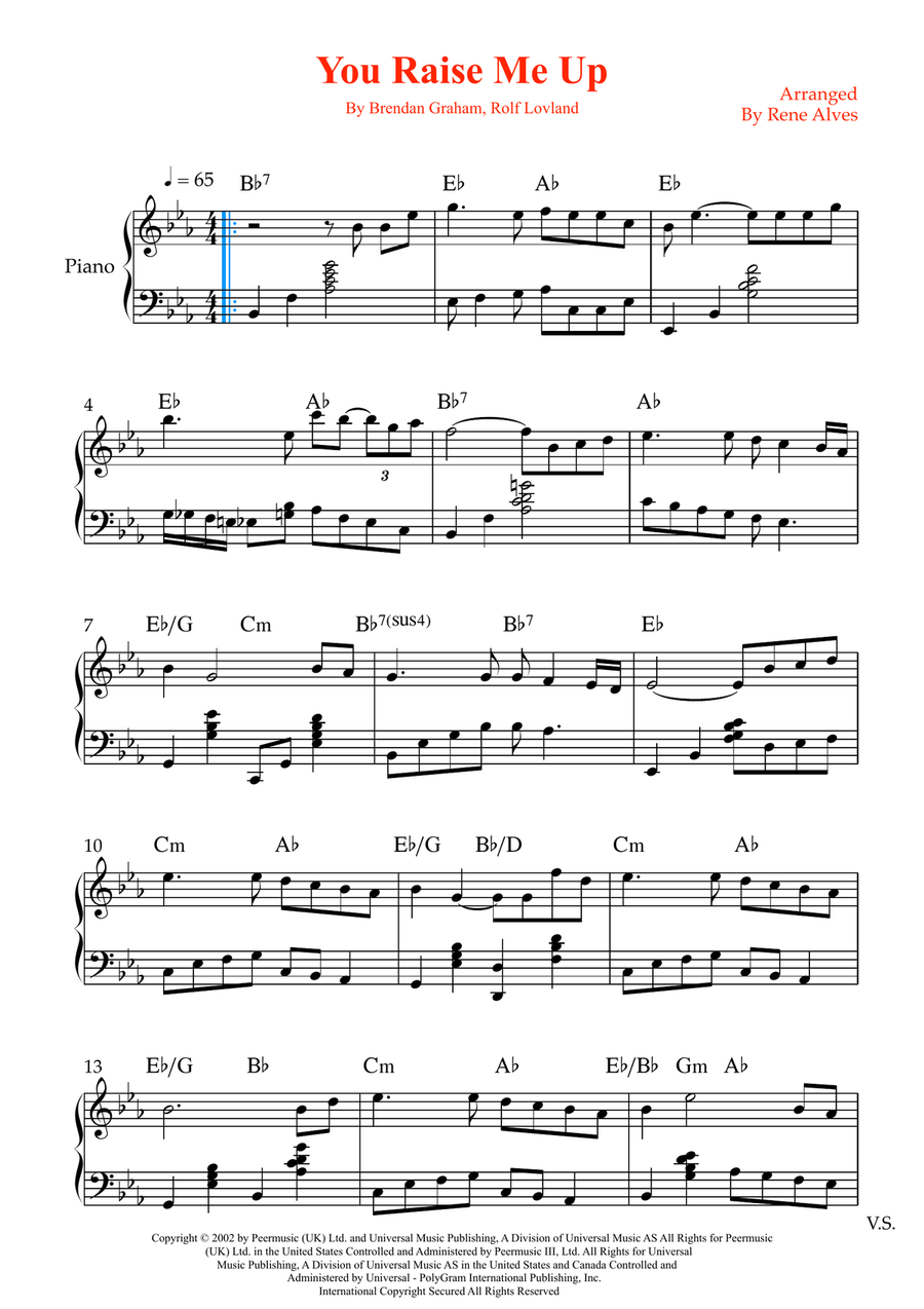 You Raise Me Up You Raise Me Up Easy Piano scores gallery preview page 1