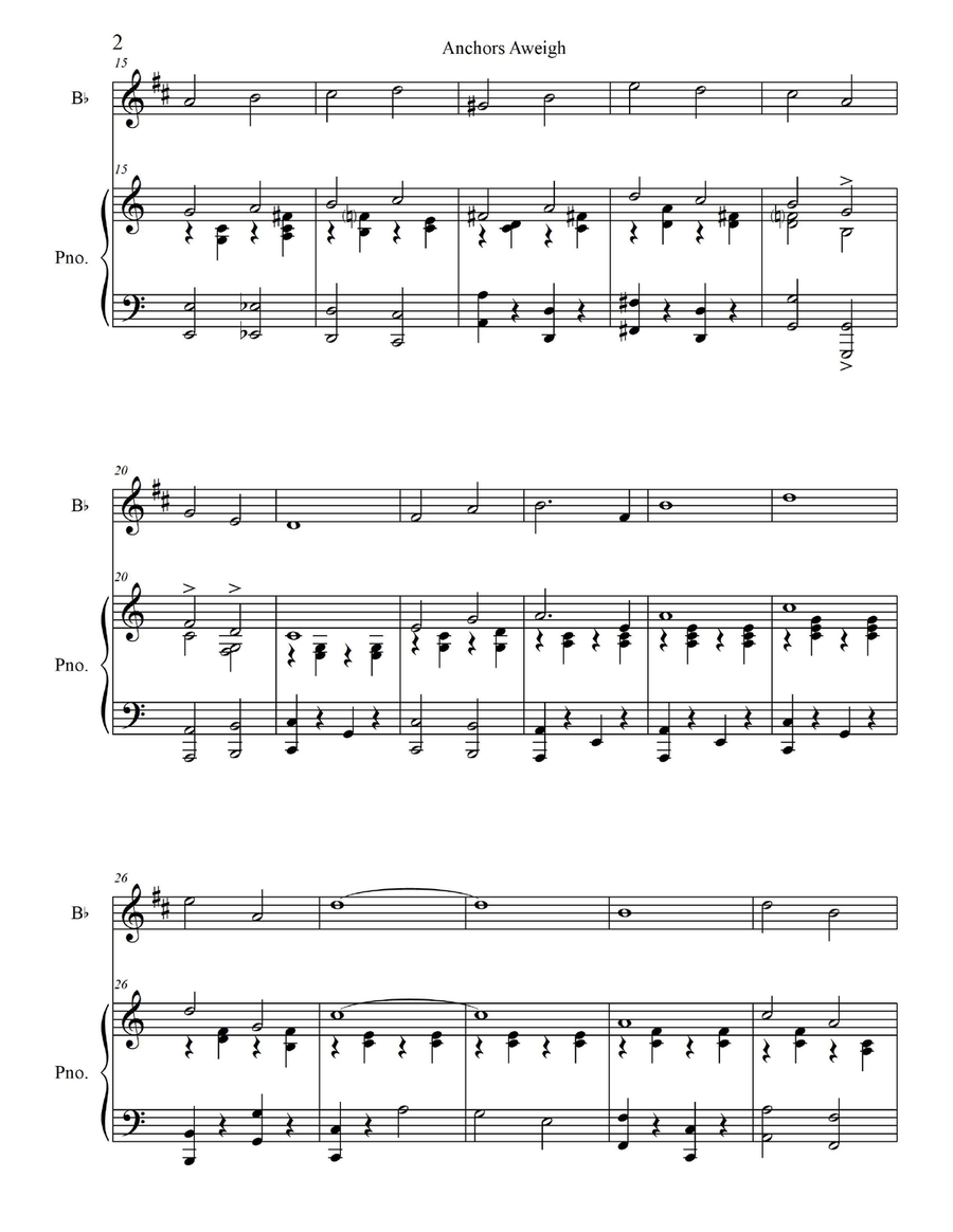 Anchors Aweigh - for Bb Soprano Sax./Bb Tenor Sax./Baritone Horn T.C. with Piano Accompaniment Tenor Saxophone scores gallery preview page 4