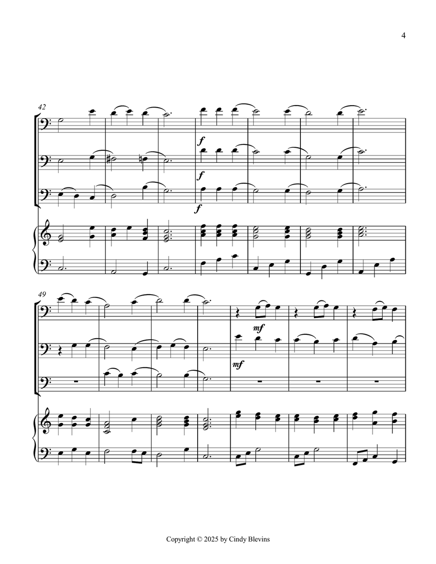 Faith Of Our Fathers, for Three Trombones and Piano Trombone Trio scores gallery preview page 5