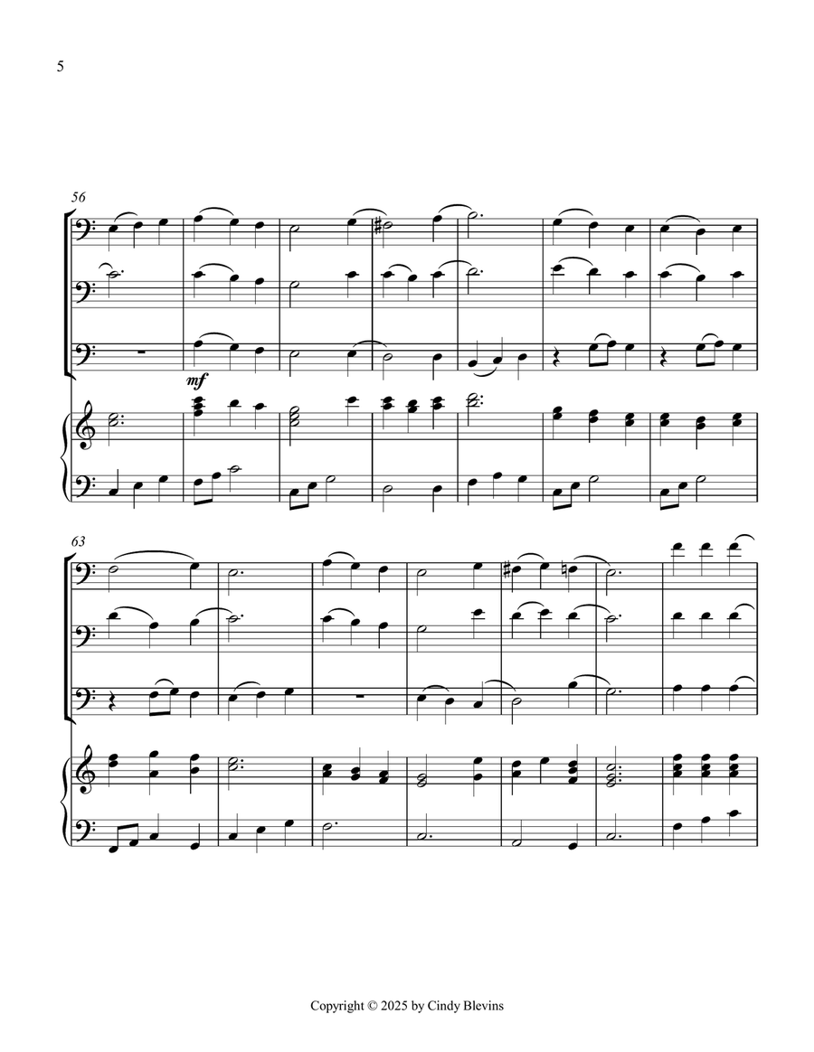 Faith Of Our Fathers, for Three Trombones and Piano Trombone Trio scores gallery preview page 6