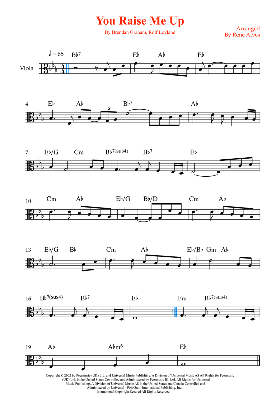 You Raise Me Up You Raise Me Up Viola Solo scores gallery preview page 1