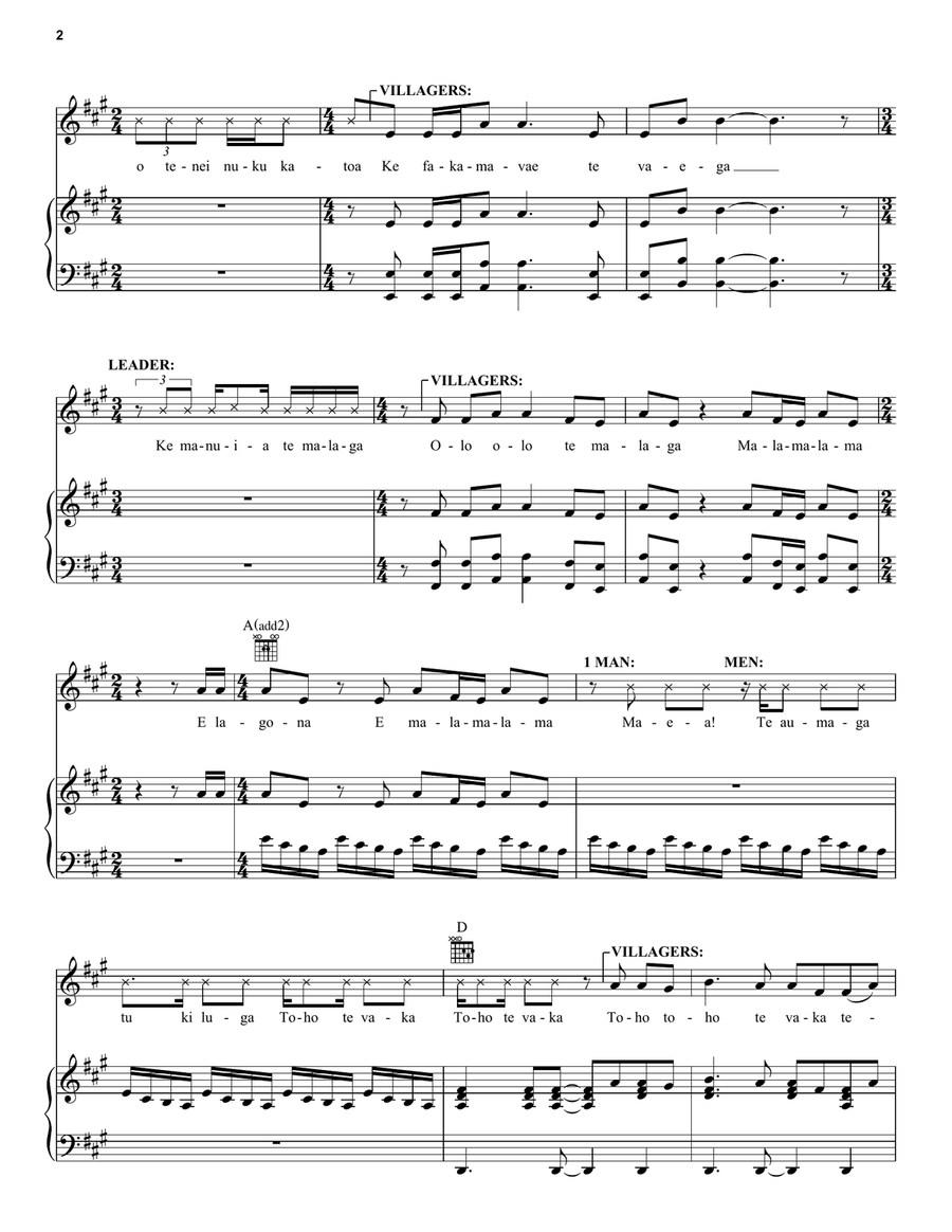 Finding The Way (from Moana 2) Piano, Vocal, Guitar scores gallery preview page 2