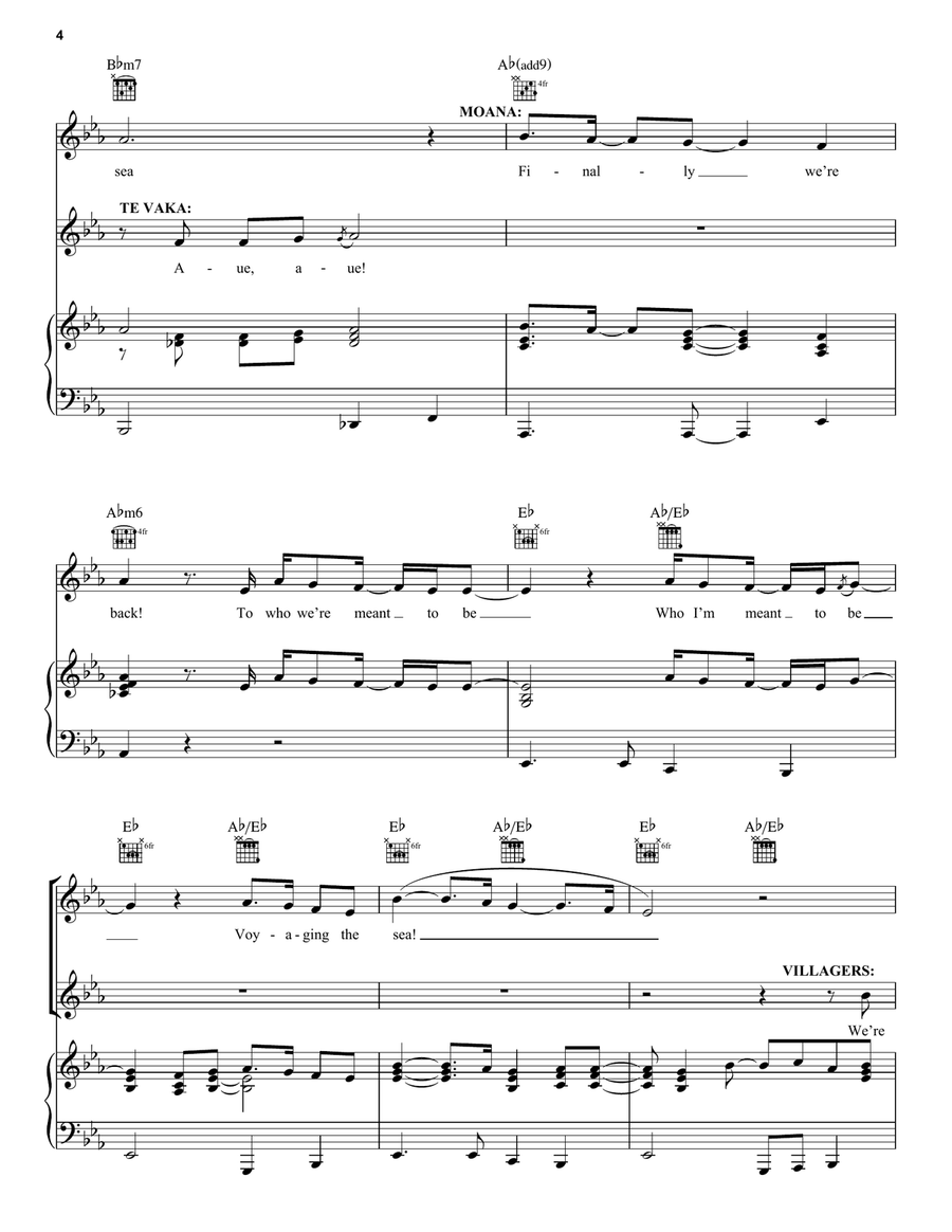 We're Back (from Moana 2) Piano, Vocal, Guitar scores gallery preview page 4