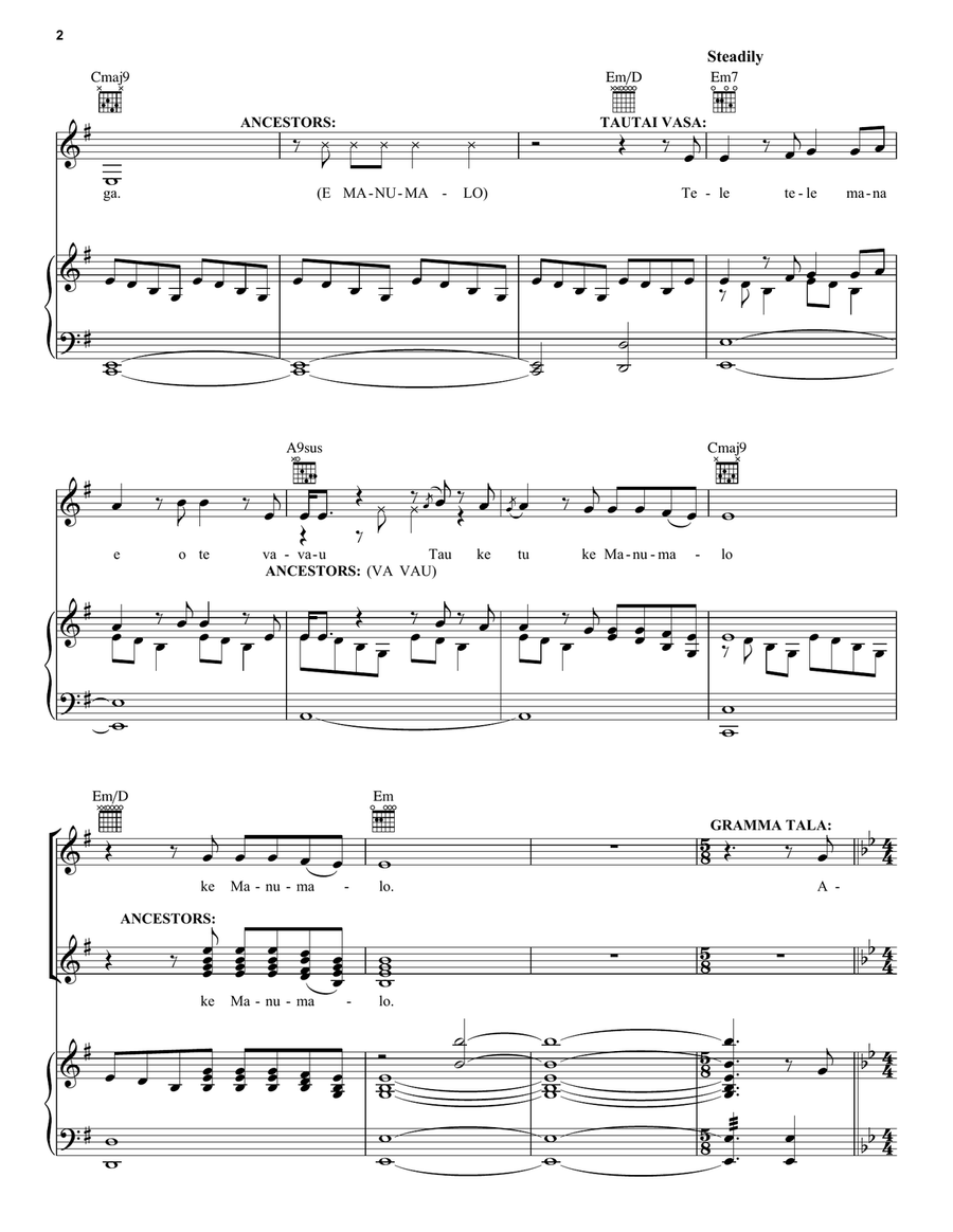 Mana Vavau (from Moana 2) Piano, Vocal, Guitar scores gallery preview page 2
