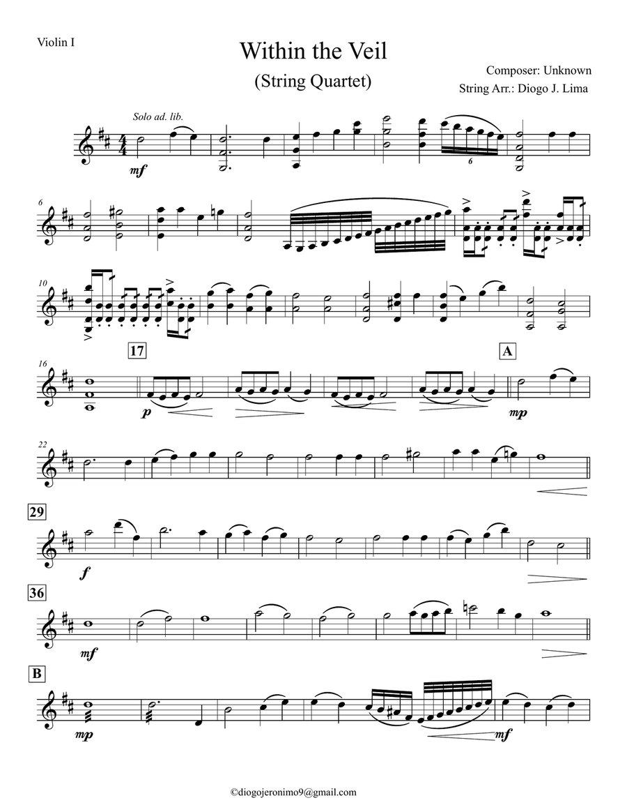 Within the Veil Within the Veil String Quartet scores gallery preview page 1