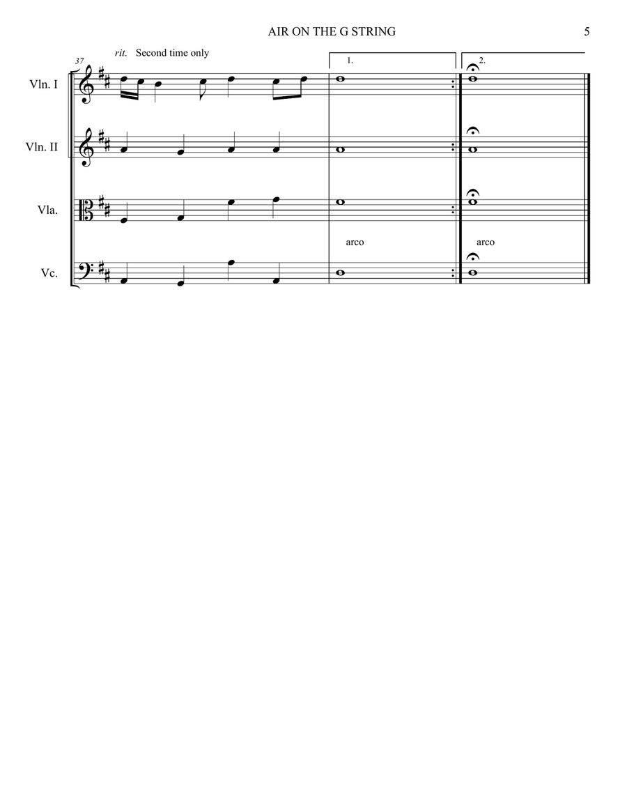 AIR ON THE G STRING AIR ON THE G STRING String Quartet scores gallery preview page 5