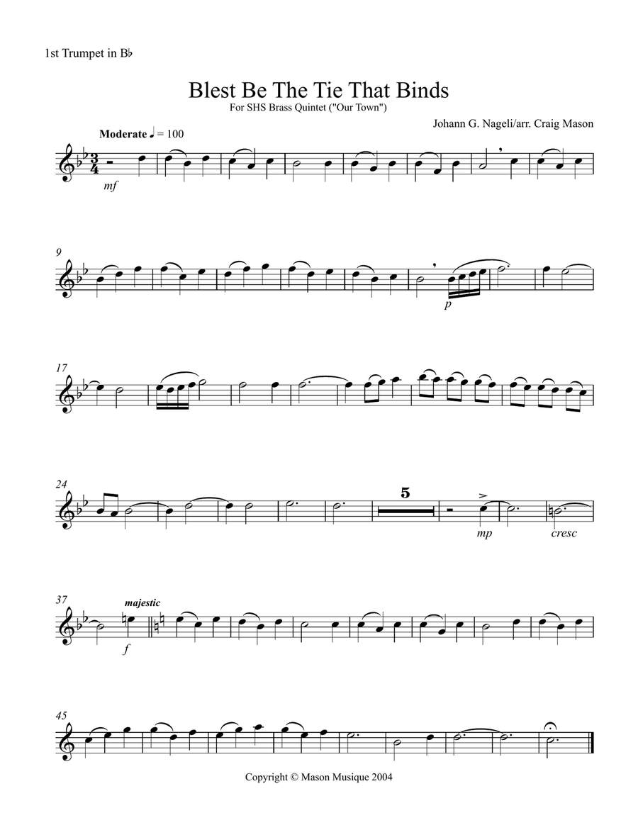 Blest Be the Tie That Binds Brass Quintet scores gallery preview page 3