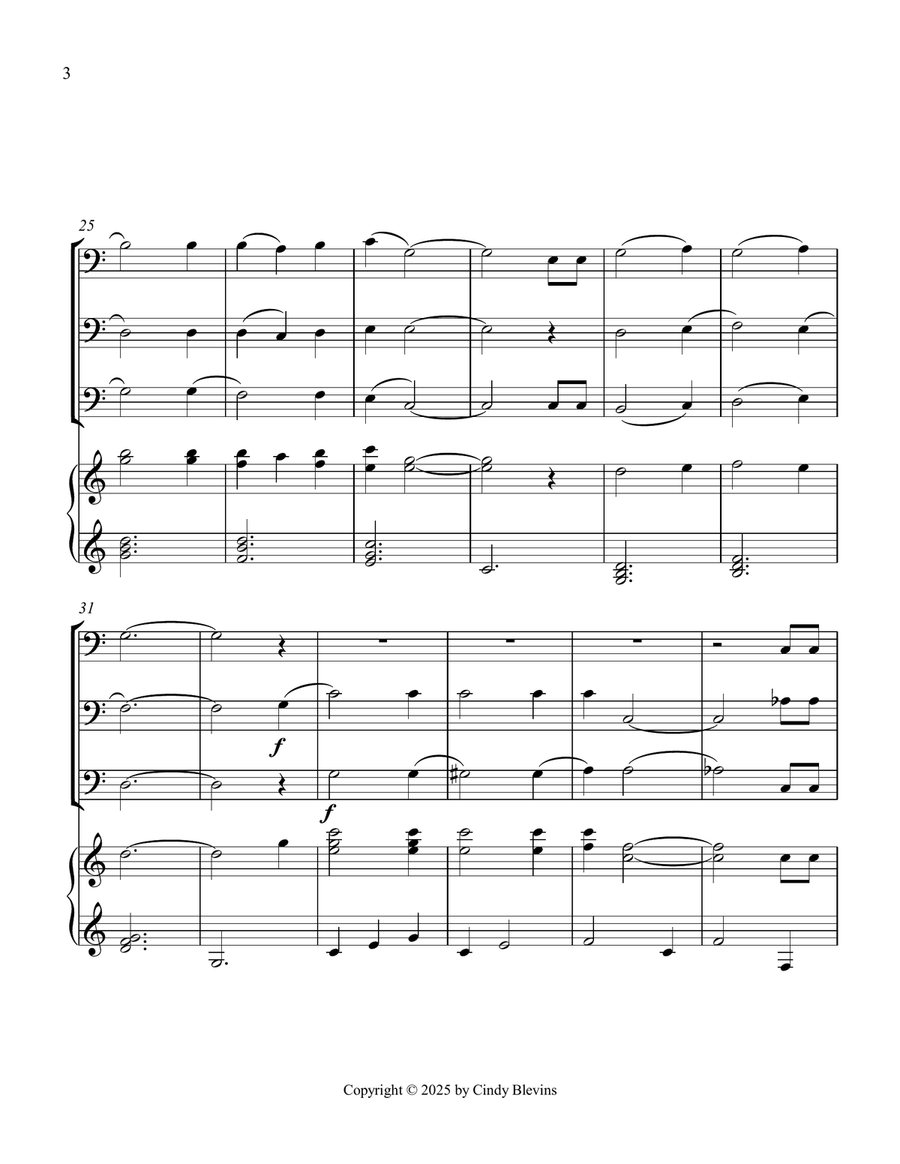 His Eye Is On the Sparrow, for Three Trombones and Piano Trombone Trio scores gallery preview page 4
