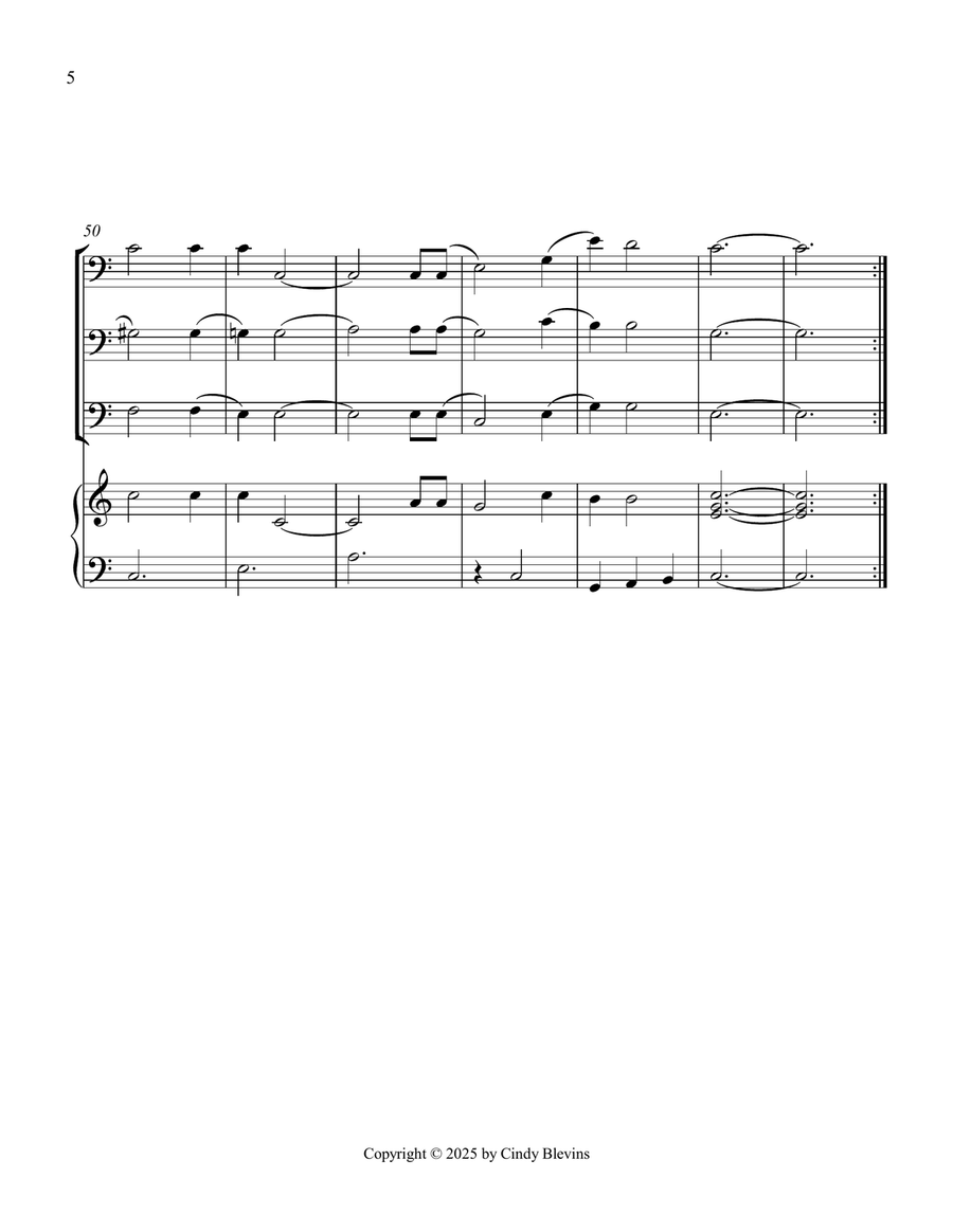His Eye Is On the Sparrow, for Three Trombones and Piano Trombone Trio scores gallery preview page 6