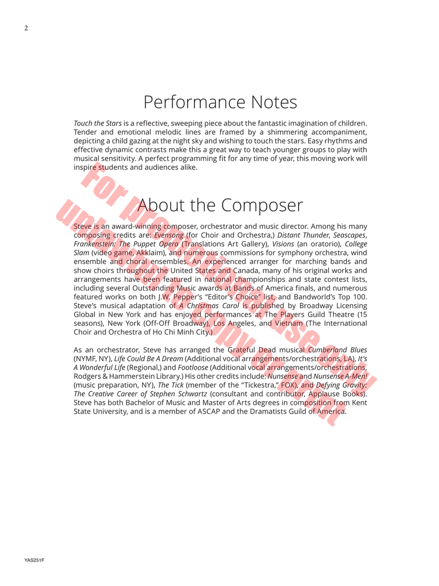 Touch the Stars Touch the Stars Orchestra scores gallery preview page 3