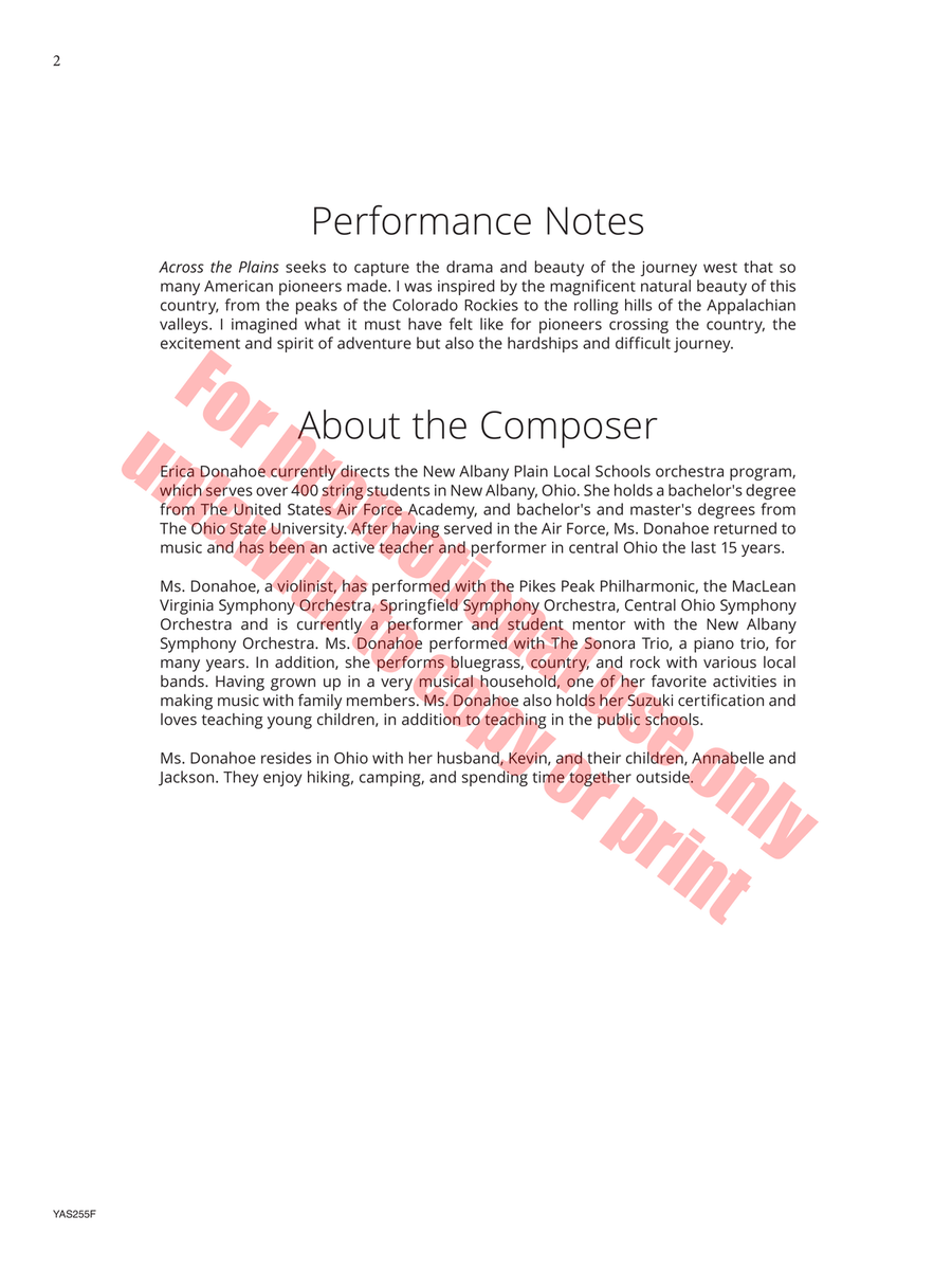 Across the Plains Across the Plains Orchestra scores gallery preview page 3