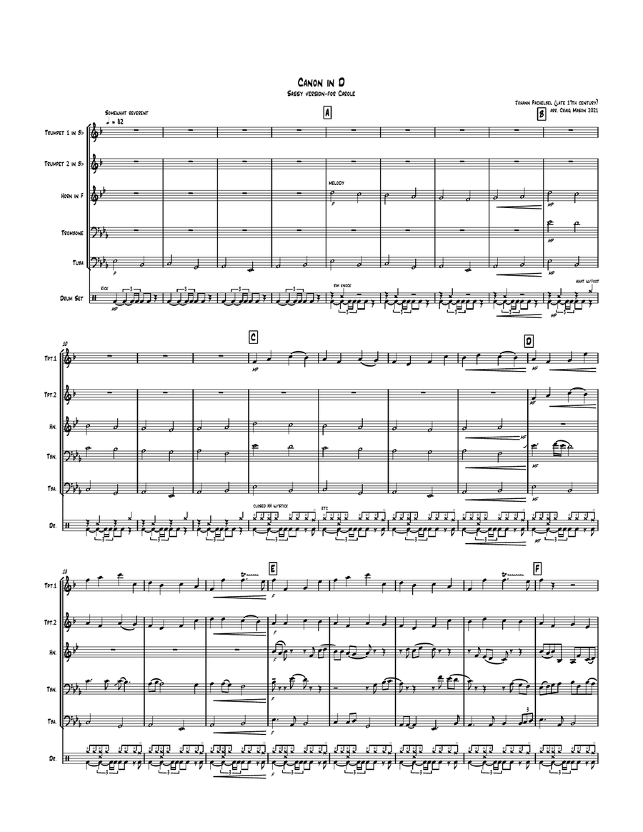 Canon In D Canon In D Brass Quintet scores gallery preview page 1