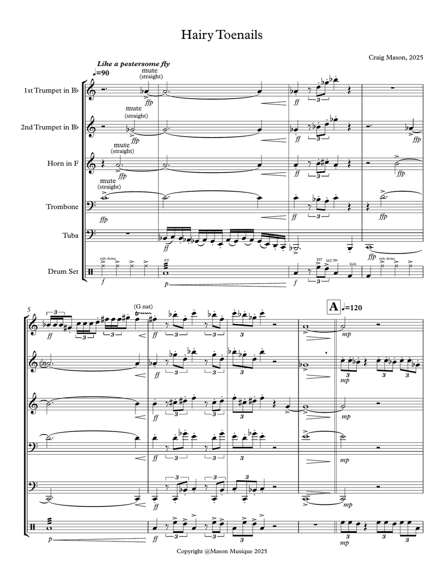 Hairy Toenails Hairy Toenails Brass Quintet scores gallery preview page 1