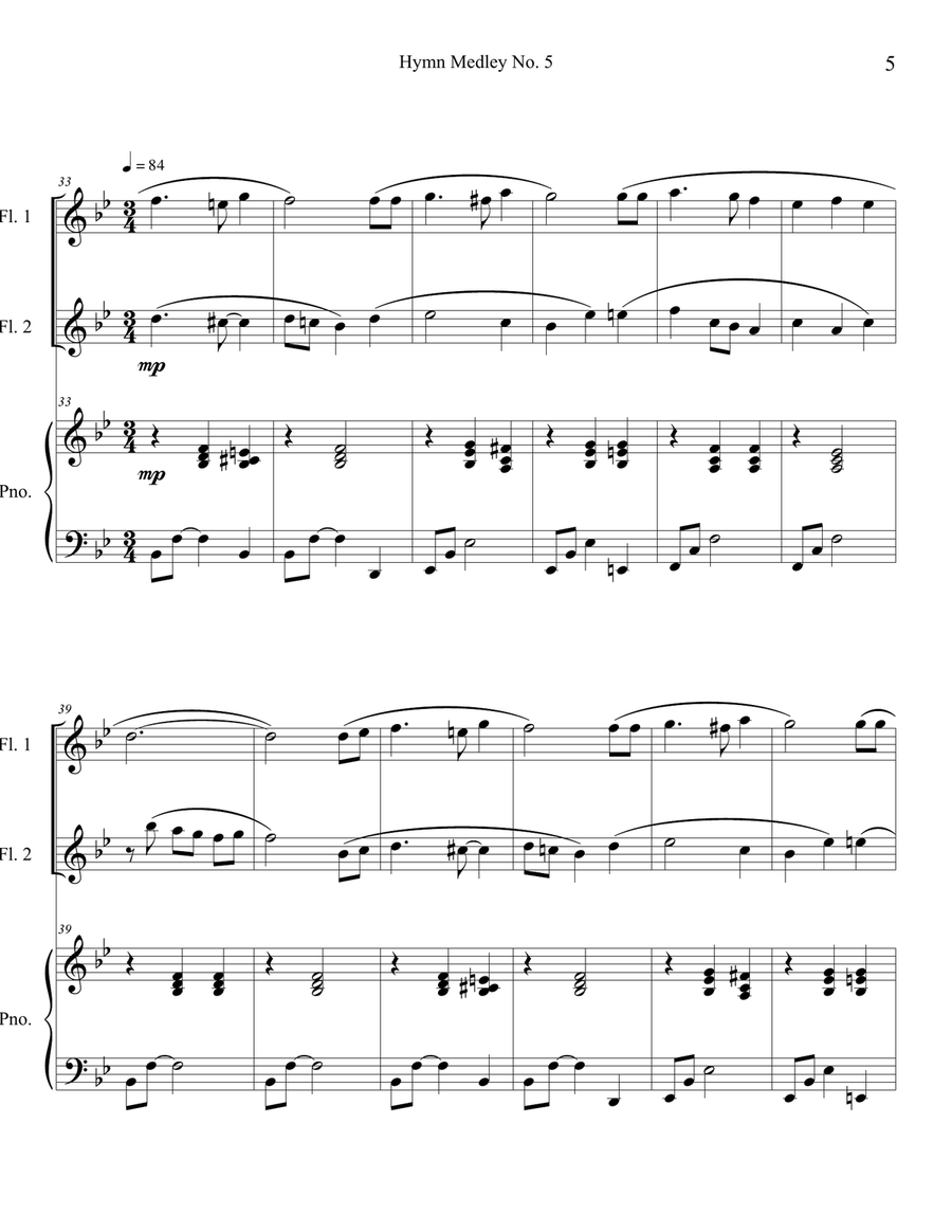 Hymn Medley No. 5 (Flute Duet with Piano Accompaniment) Flute Duet scores gallery preview page 5