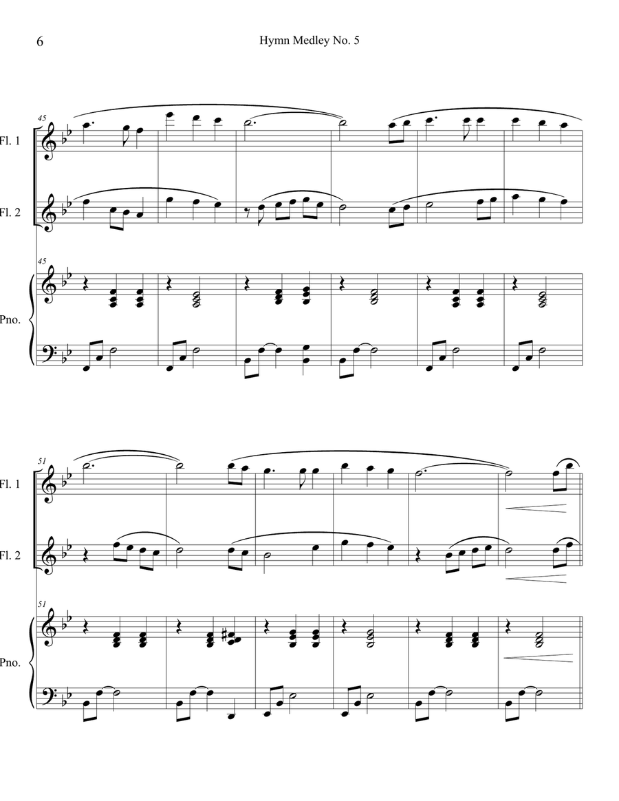 Hymn Medley No. 5 (Flute Duet with Piano Accompaniment) Flute Duet scores gallery preview page 6