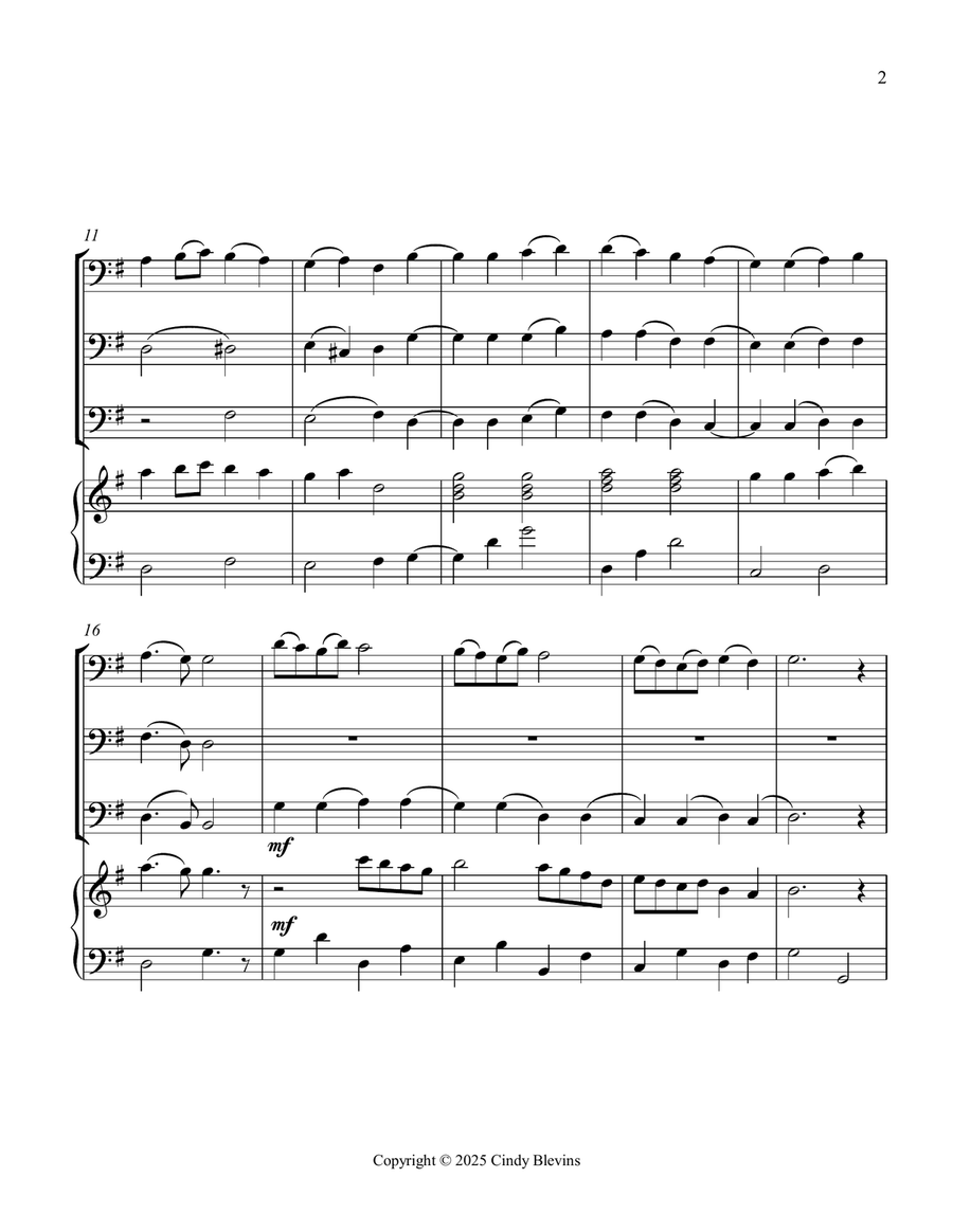 Joyful, Joyful, We Adore Thee, for Three Trombones and Piano Trombone Trio scores gallery preview page 3
