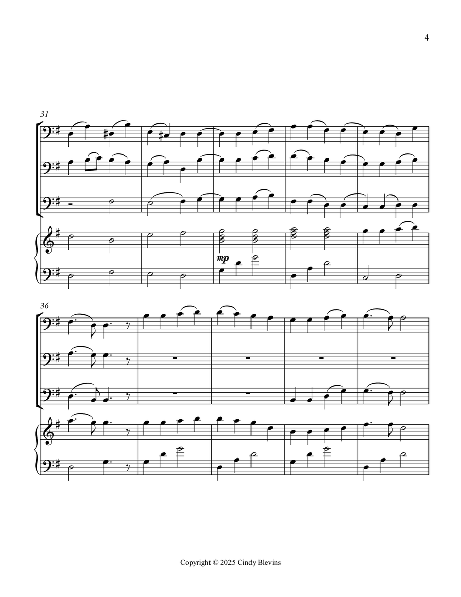 Joyful, Joyful, We Adore Thee, for Three Trombones and Piano Trombone Trio scores gallery preview page 5