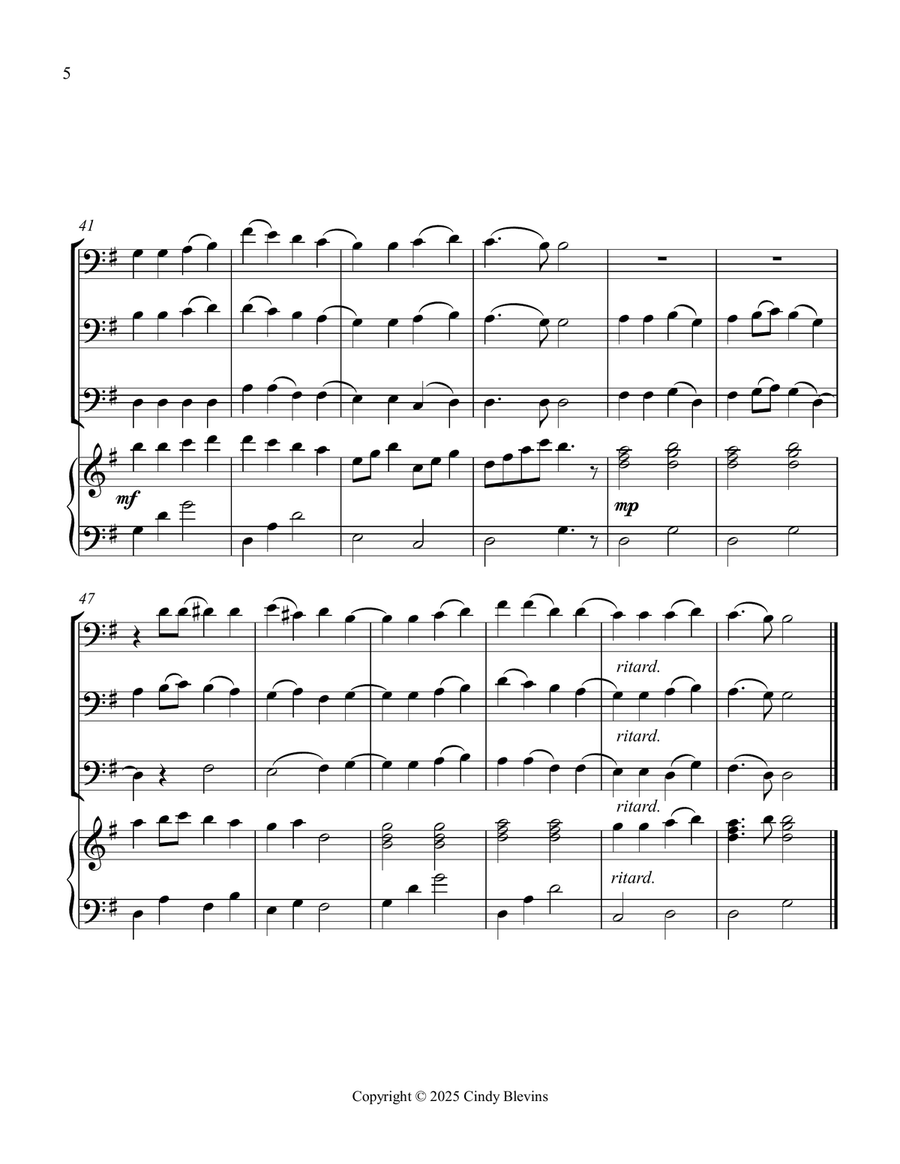 Joyful, Joyful, We Adore Thee, for Three Trombones and Piano Trombone Trio scores gallery preview page 6