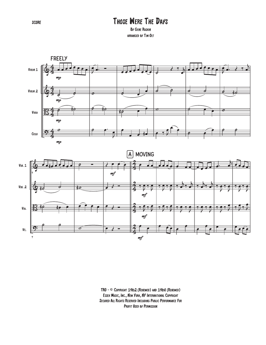 Those Were The Days Those Were The Days String Quartet scores gallery preview page 1