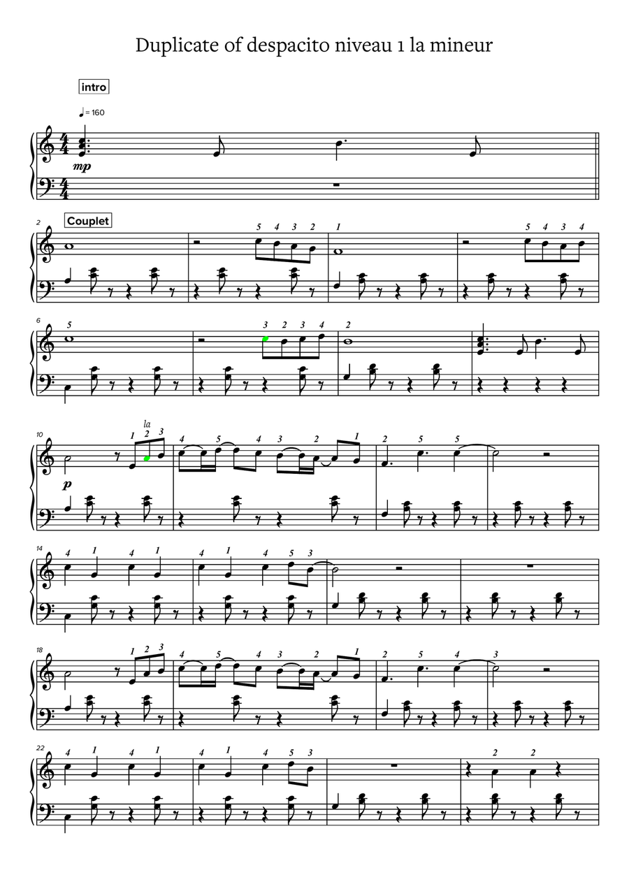 Despacito niveau 1 Despacito niveau 1 Easy Piano scores gallery preview page 1
