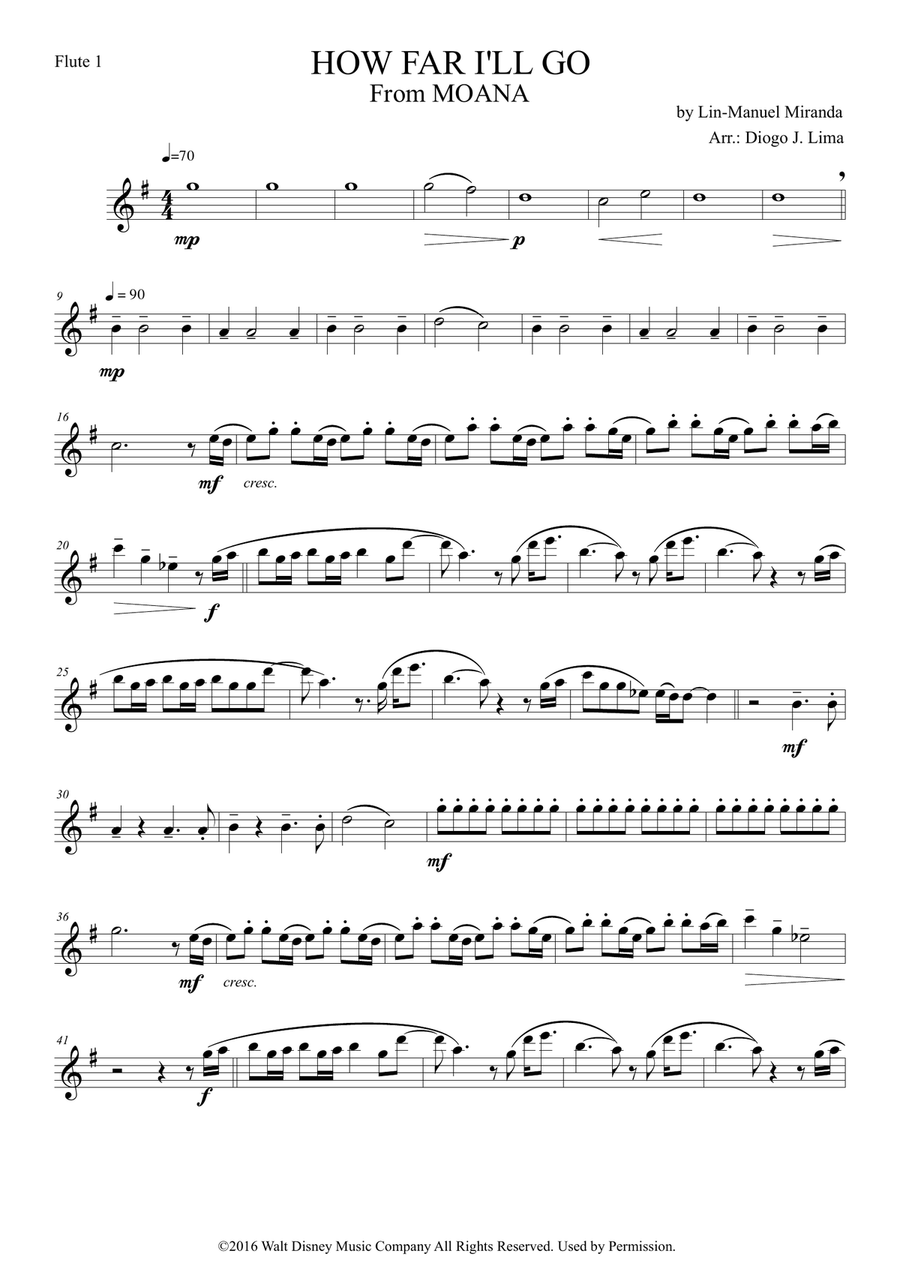 How Far I'll Go How Far I'll Go Flute Quartet scores gallery preview page 1