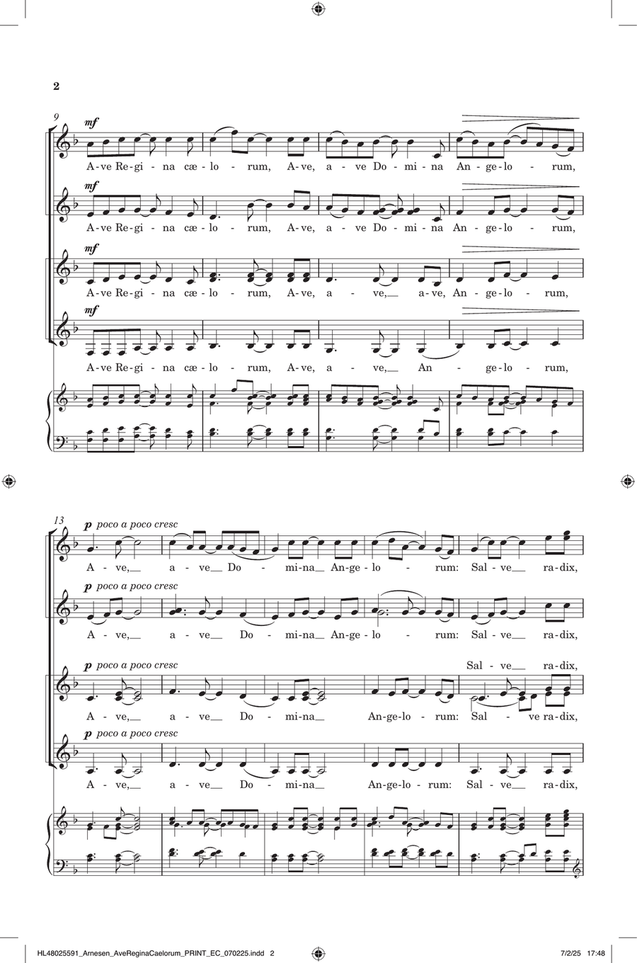 Ave Regina Caelorum Ave Regina Caelorum SSAA scores gallery preview page 2