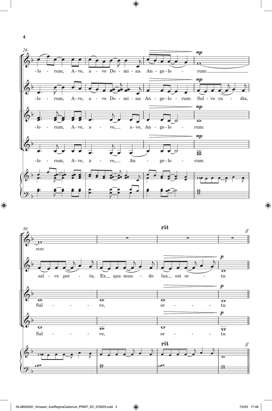 Ave Regina Caelorum Ave Regina Caelorum SSAA scores gallery preview page 4