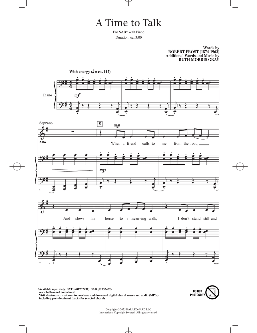 A Time To Talk A Time To Talk 3-Part scores gallery preview page 1