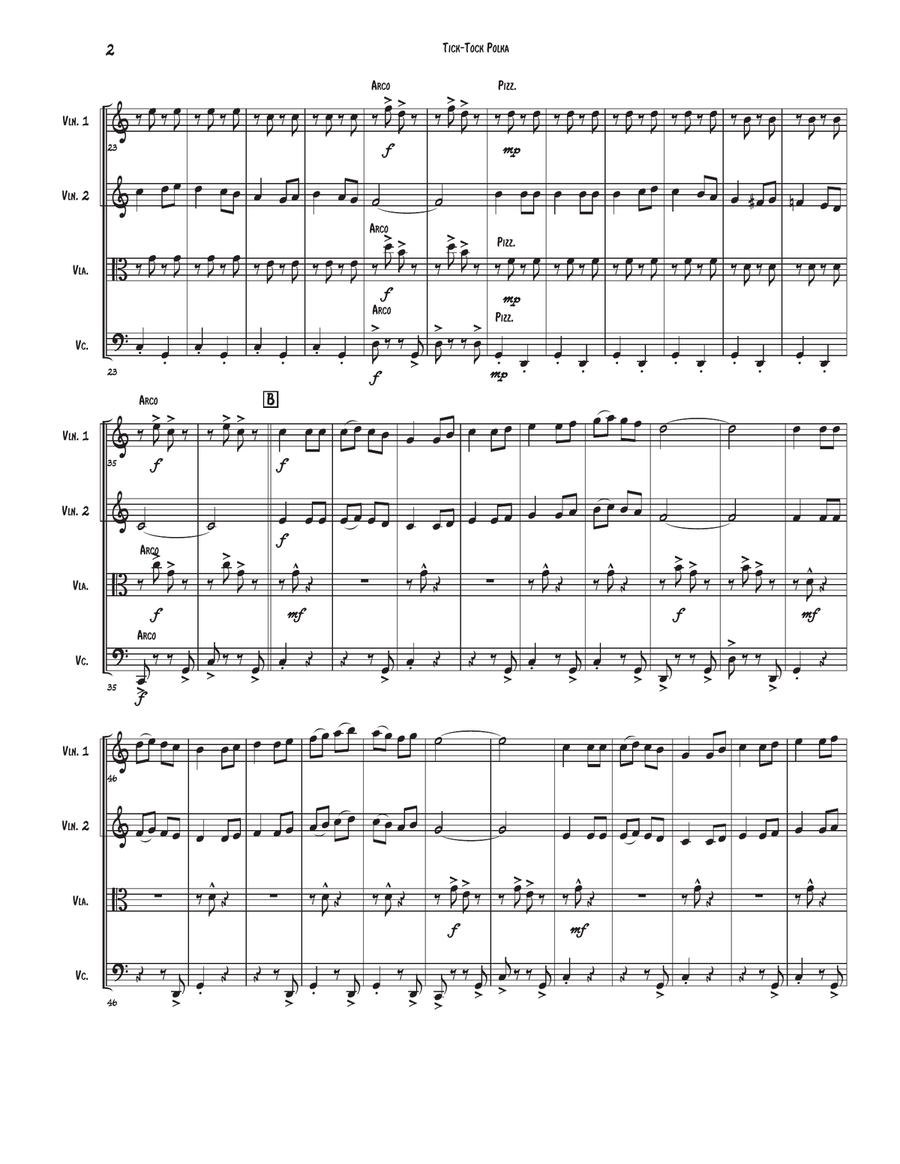 Tick Tock Polka Tick Tock Polka String Quartet scores gallery preview page 2