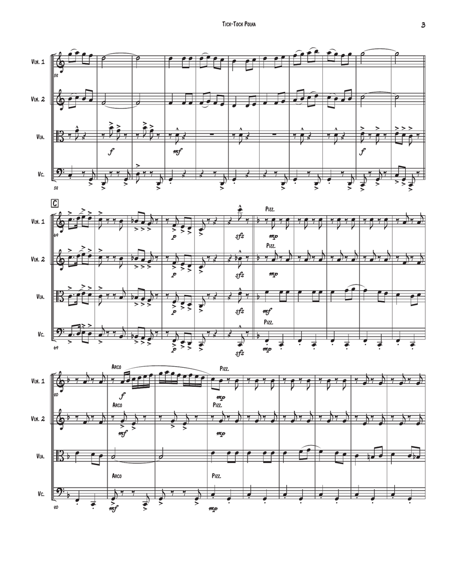 Tick Tock Polka Tick Tock Polka String Quartet scores gallery preview page 3