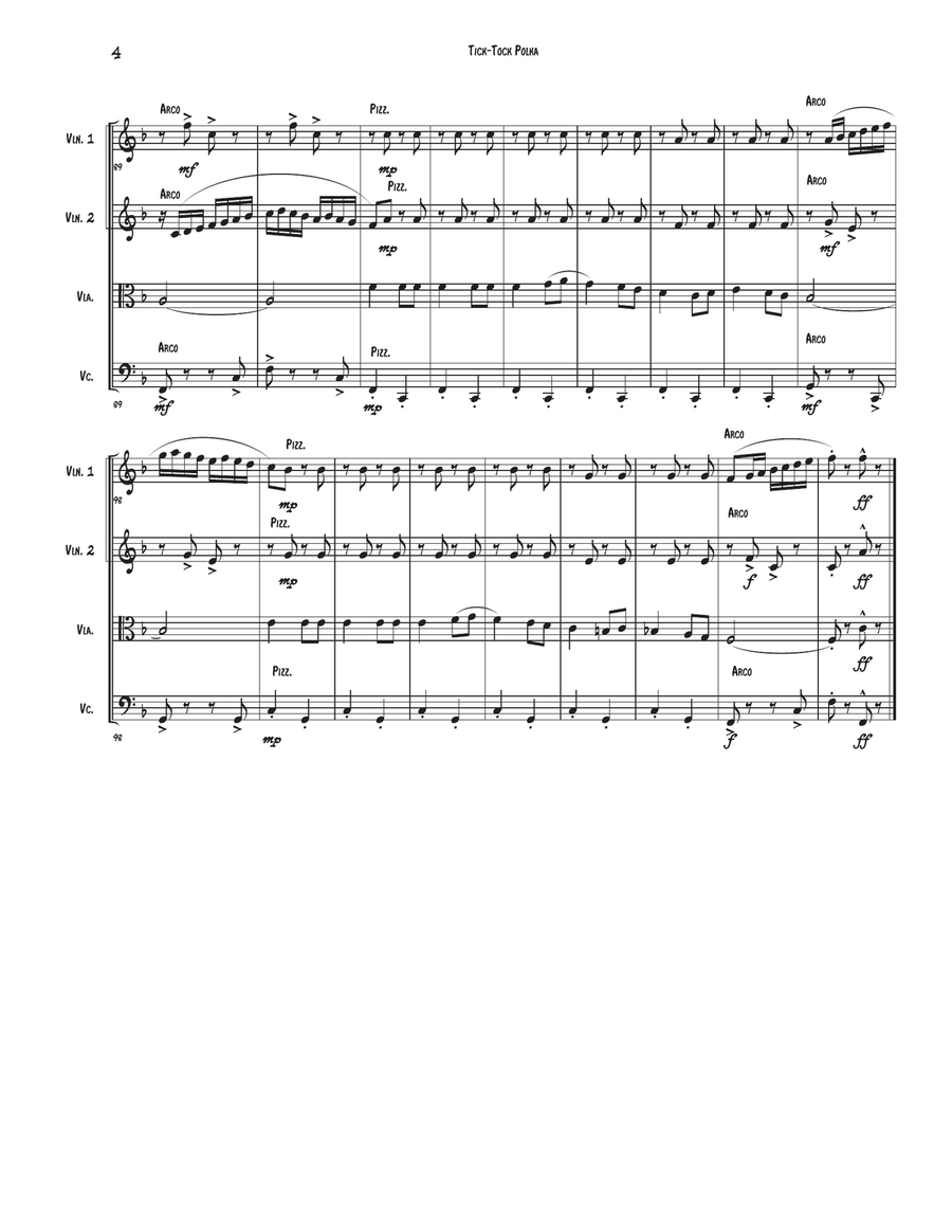 Tick Tock Polka Tick Tock Polka String Quartet scores gallery preview page 4