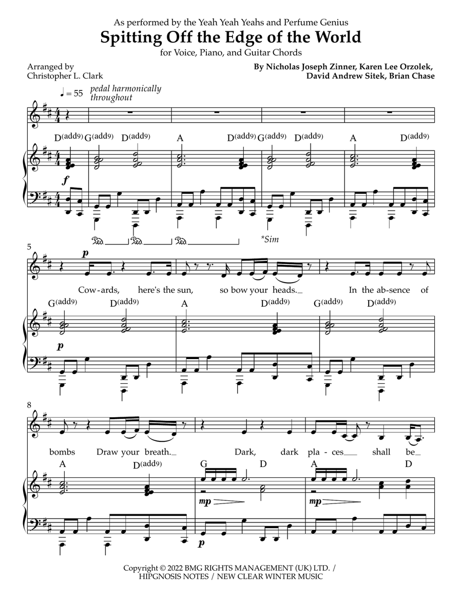 Spitting Off The Edge Of The World Piano, Vocal scores gallery preview page 1