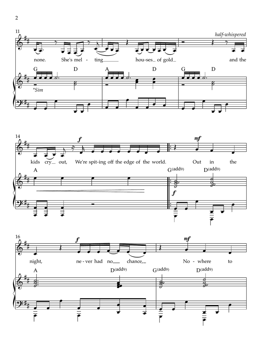 Spitting Off The Edge Of The World Piano, Vocal scores gallery preview page 2